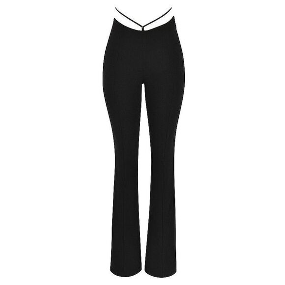 House Of CB Women's Black Layla V Front Trousers Pants Size Small NWOT - Picture 1 of 9